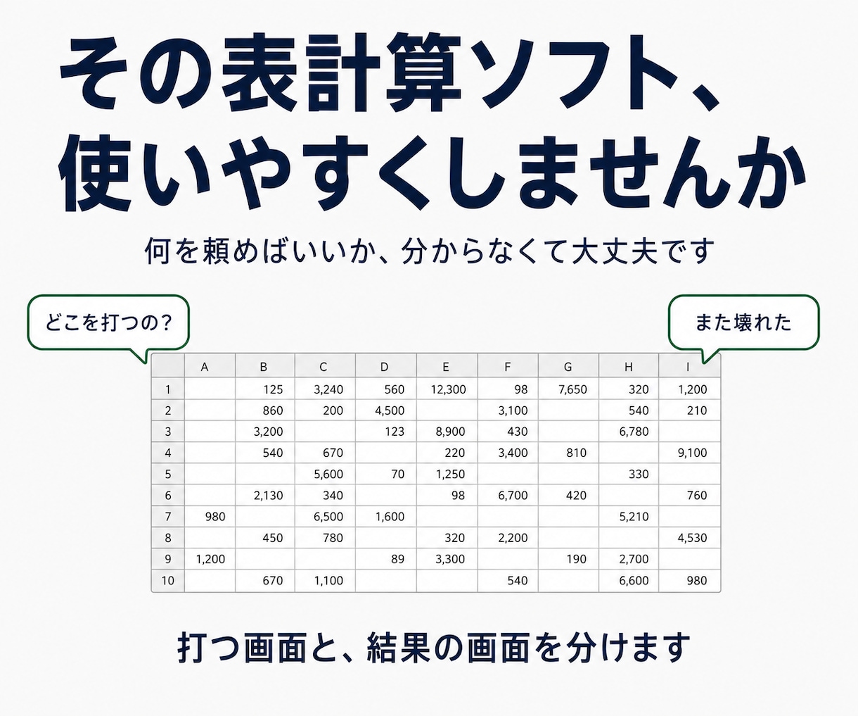 Excelの数式そのままWeb入力画面にします 打つ画面と結果を分けます。答えは今のシートと同じ イメージ1