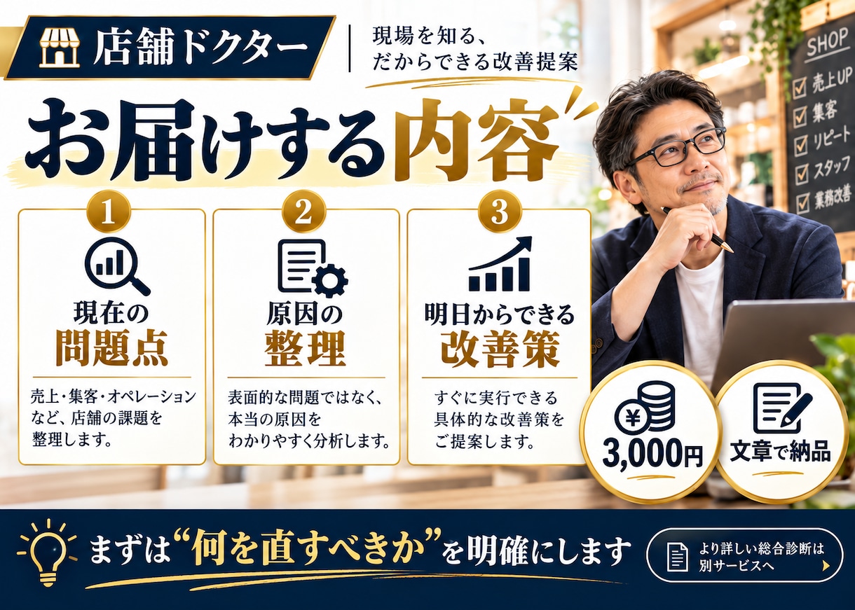 売上が伸びない店舗の原因を3つ診断します 現場25年以上の経験から、優先して直す3つをお伝えします イメージ4