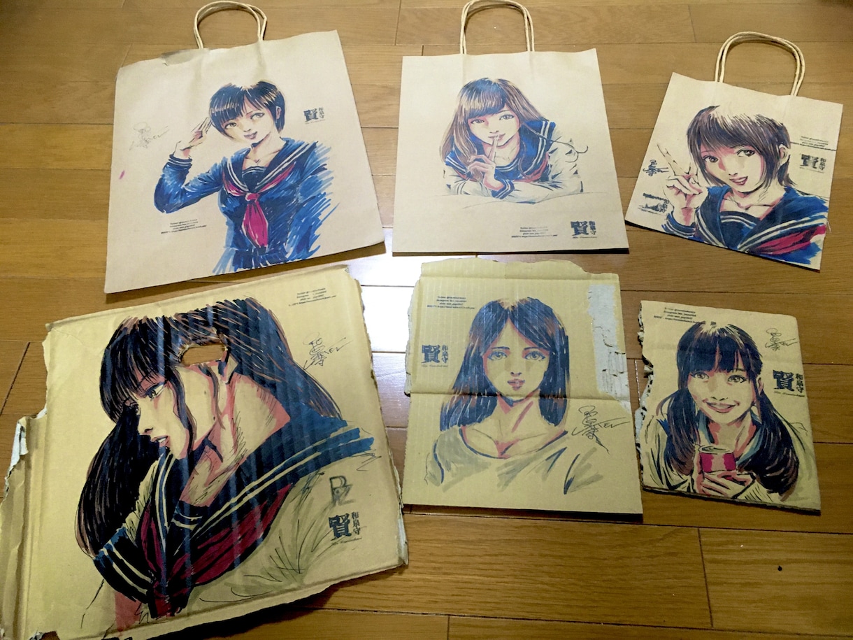 段ボールに似顔絵描きます 個性的な素材で世界で1枚の似顔絵を イメージ5