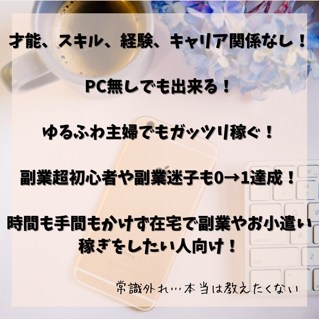 本当は教えたくない副業極秘マニュアルお渡しします ゆるふわ主婦の私でも稼げた方法をまとめた極秘教材です イメージ2