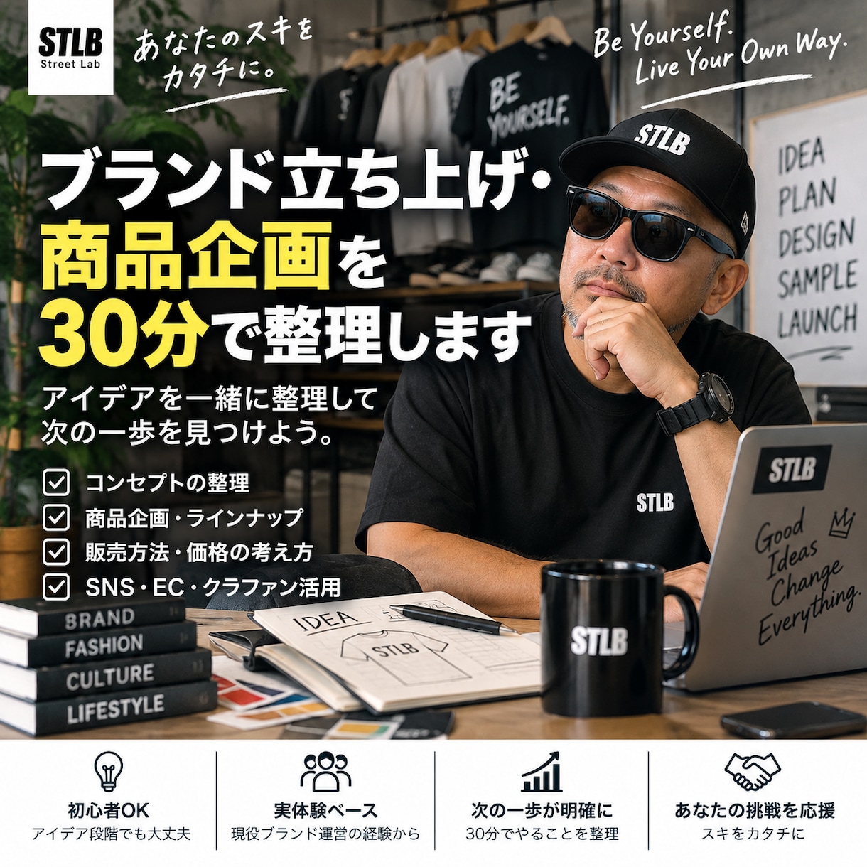 ブランド立ち上げを30分で一緒に整理します 初心者向けにブランドづくりの最初の一歩を整理します イメージ1