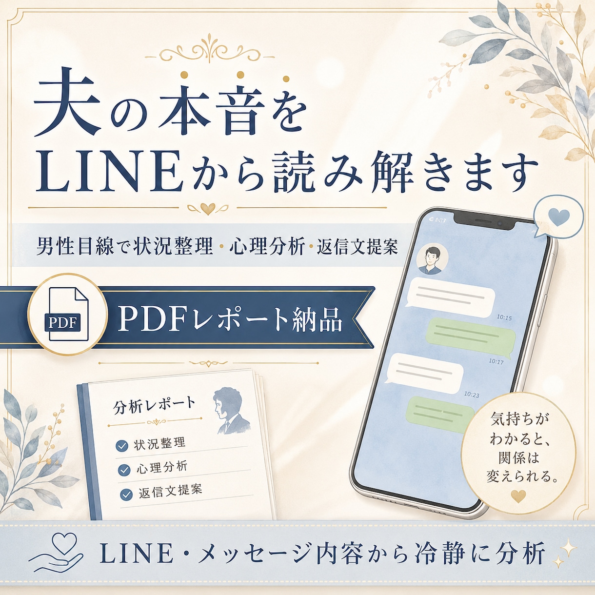 夫の本音をLINEから読み解きます 男性目線で状況整理と返信文を提案 イメージ1