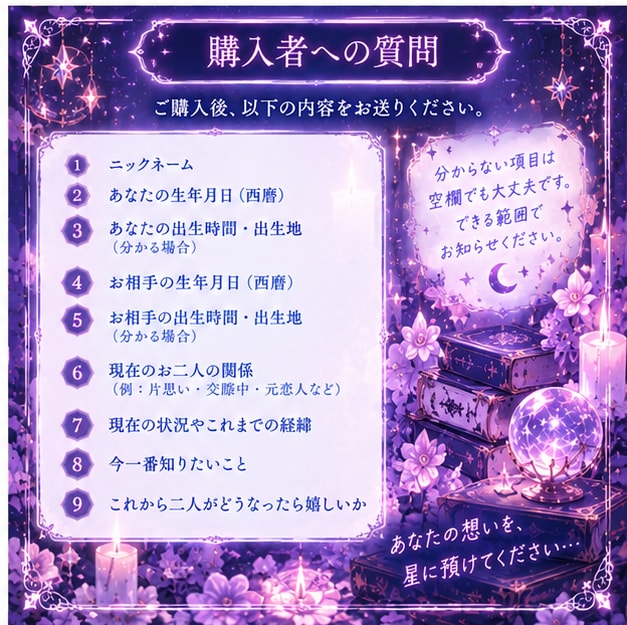 好きな人との恋愛相性と未来を星から読み解きます ふたりの星を重ねて、恋の未来を覗いてみませんか？ イメージ4