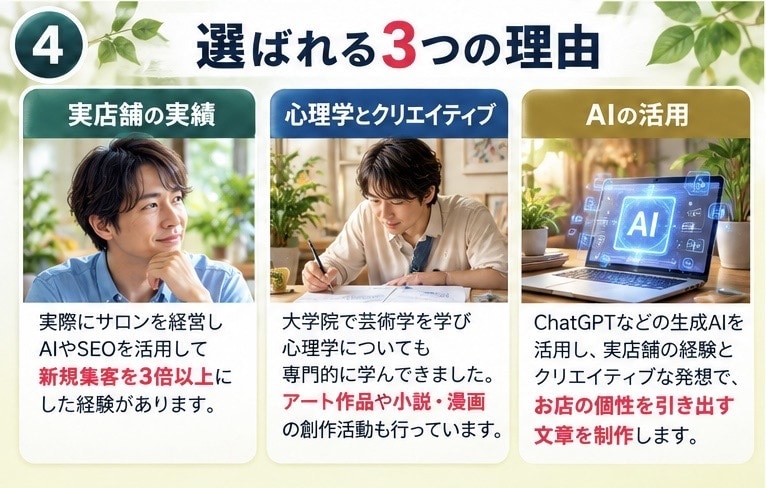 現役サロン経営者が店舗の集客文章を作成します Google・LINE・SNS文章と30日集客プラン付き イメージ4