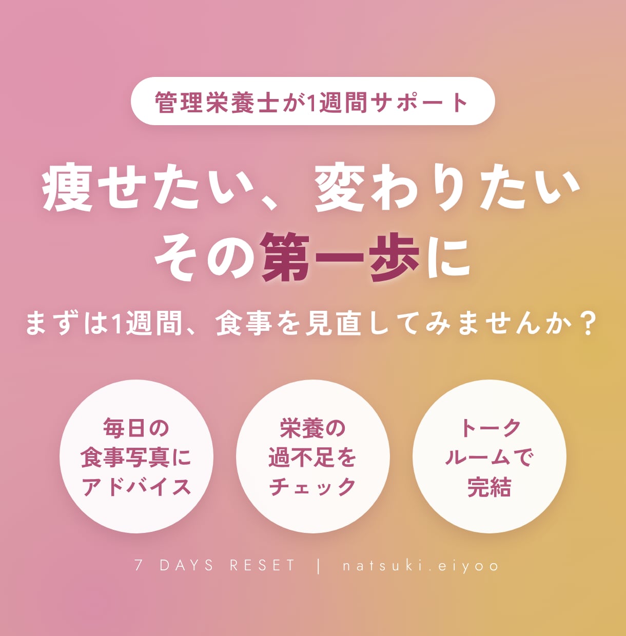 管理栄養士が1週間、食事改善をサポートします 毎日のやりとりで、あなたに合う食事を一緒に見つけます イメージ1