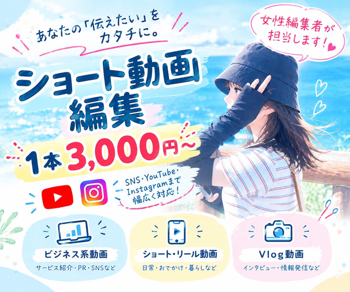 YouTube/SNSショート動画作成いたします 撮影データ丸投げOK！シンプル、オシャレな作成ならお任せを！ イメージ1