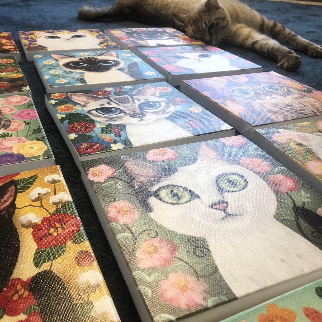 大切なペットのイラストをキャンバス印刷で送ります お花とペット、心の残る、一枚のイラストを飾ってみませんか？ イメージ10