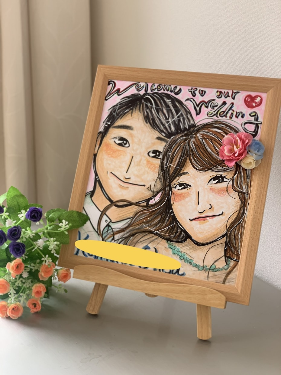 ウェルカムボードやプレゼント用の似顔絵を描きます 結婚式や記念日などの贈り物に。心が暖まる特別な一枚を。 イメージ5