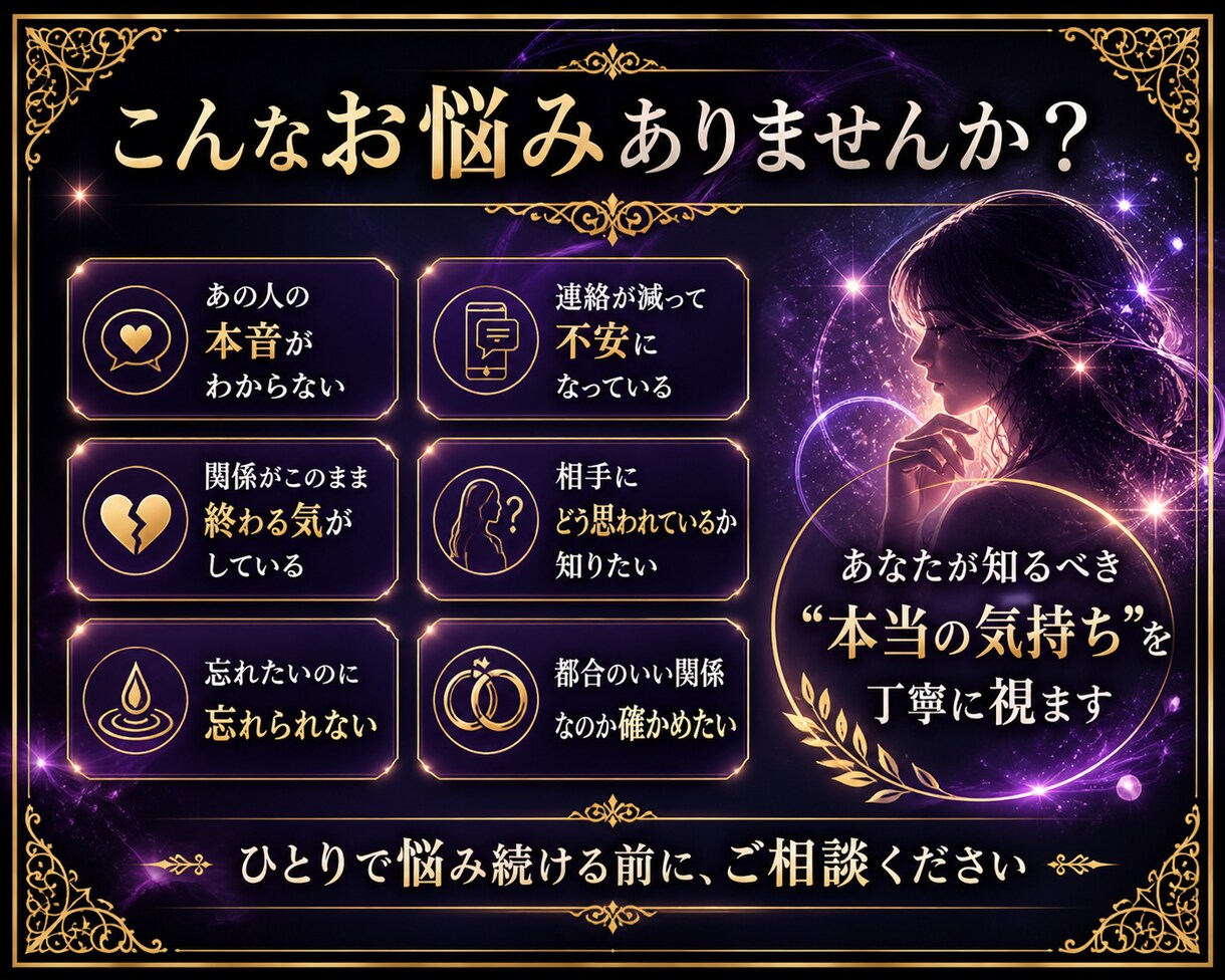 不倫占い/潜在意識からお相手の本音を視抜きます 都合のいい女で終わる気はないでしょ？ イメージ4