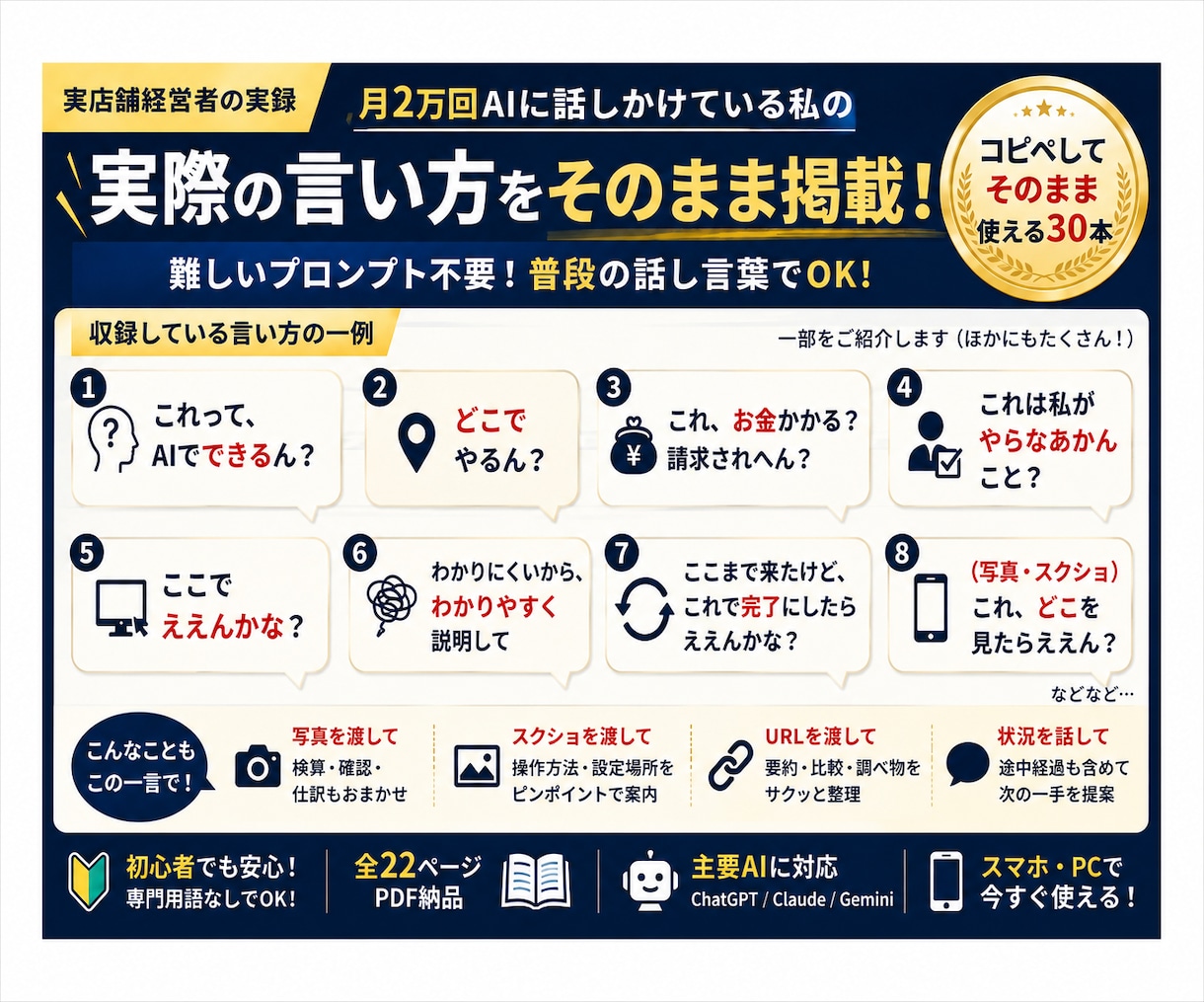 AIへの聞き方・頼み方30例をお渡しします 難しいプロンプト不要｜普段の言葉で質問・依頼できる30例 イメージ3