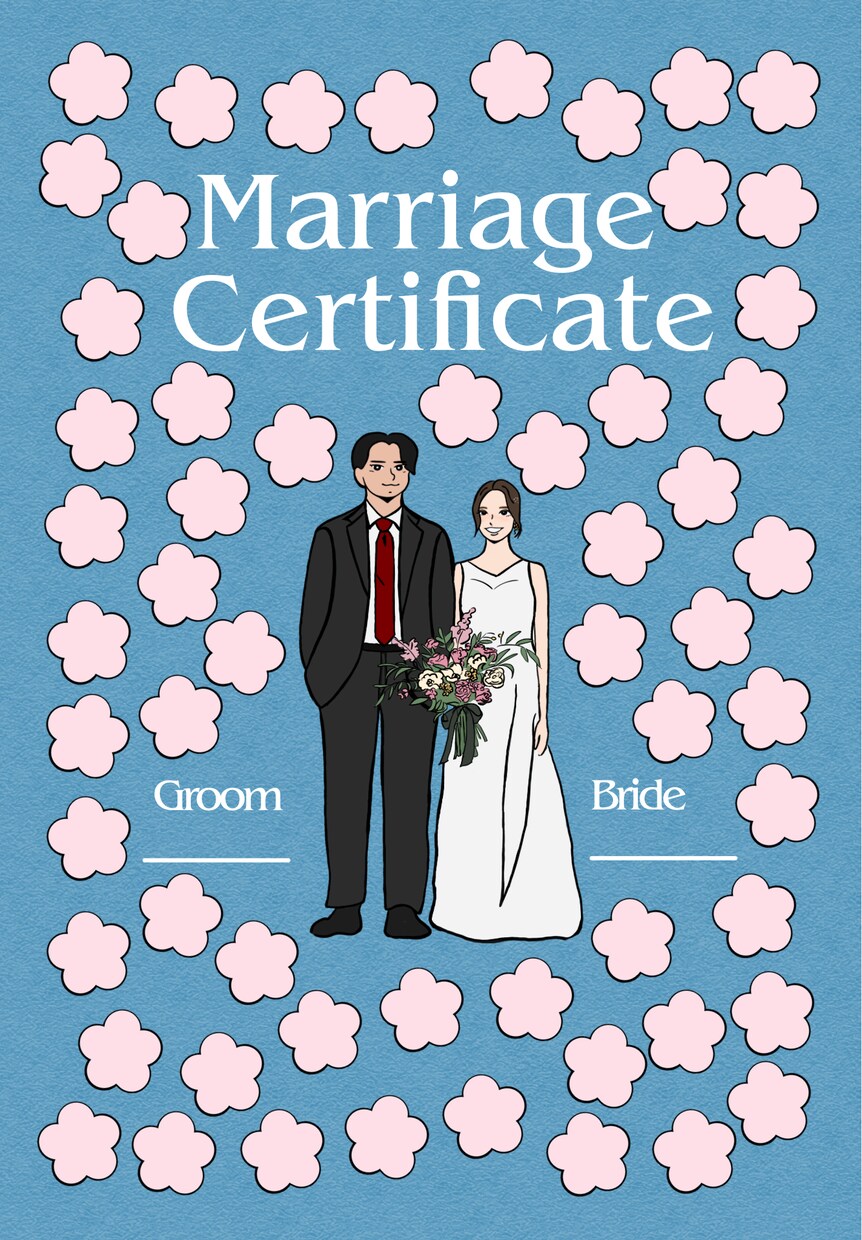 ゲスト参加型結婚証明書　シンプルな似顔絵で描きます 【3名様限定モニター価格】第1弾超お得 イメージ5