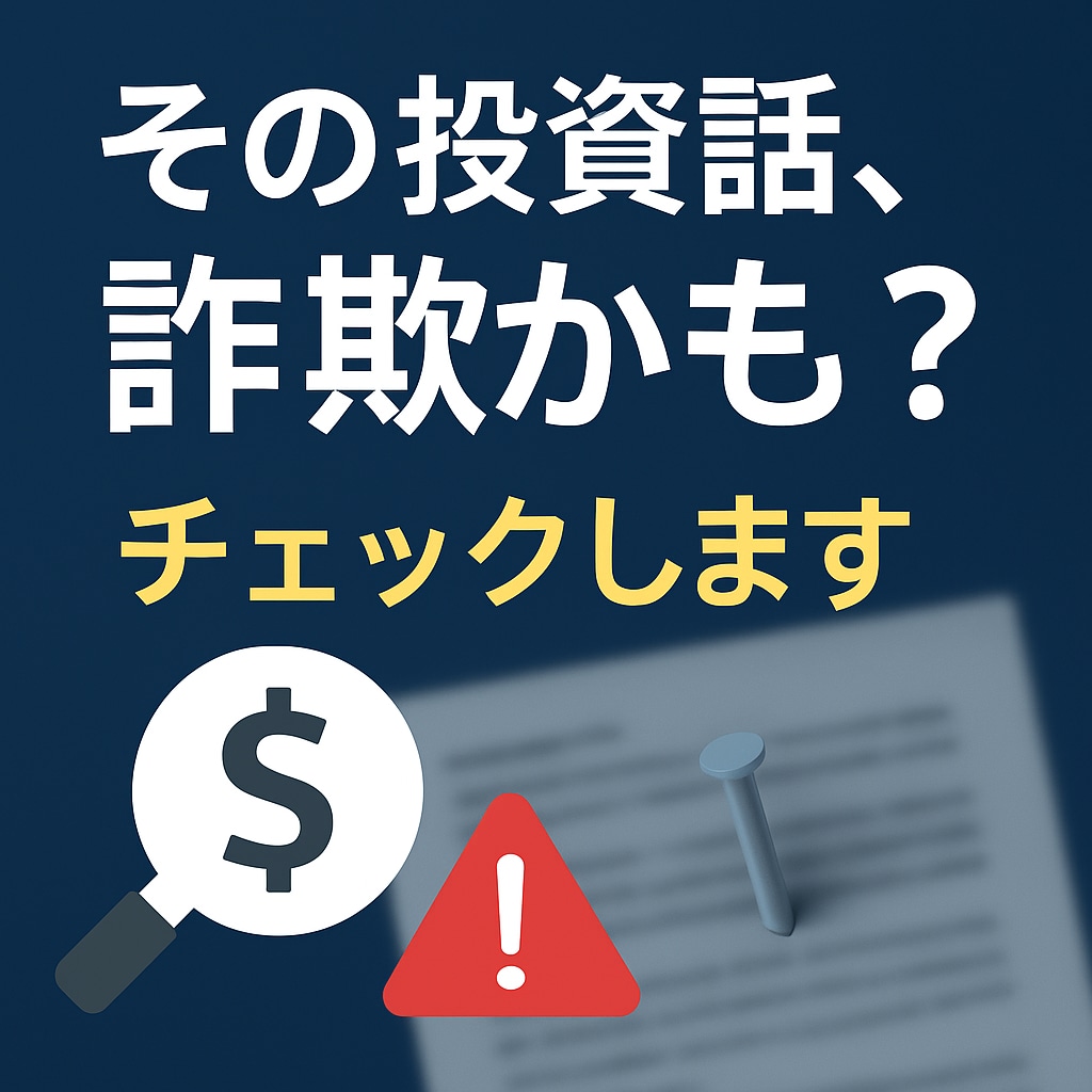 その投資話、詐欺かも？チェックします 10年以上、金融商品の“裏側”を研究。あなたの不安解消します イメージ1