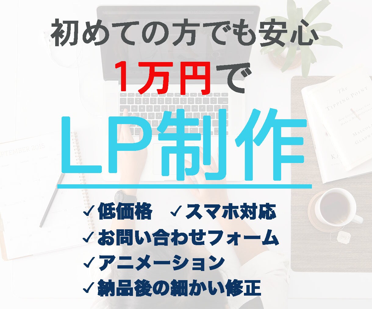 初めての方でも安心！低価格でLP制作をします 作りたいけどよくわからない人、予算を抑えたい人へ イメージ1