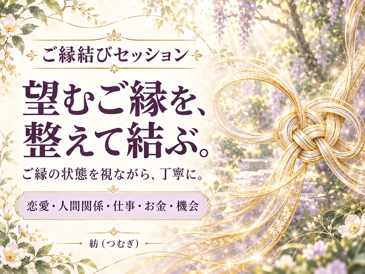 恋愛・仕事・お金など、望むご縁を整え結びます 人とのつながりから機会との出会いまで、ご縁を結ぶお手伝い♪ イメージ1
