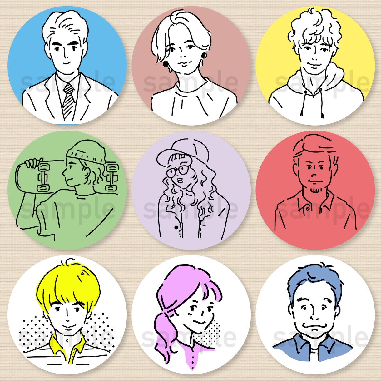 シンプルおしゃれな似顔絵イラストアイコン作成します 【線画の似顔絵】SNSやYouTubeのプロフィールに^^ イメージ4