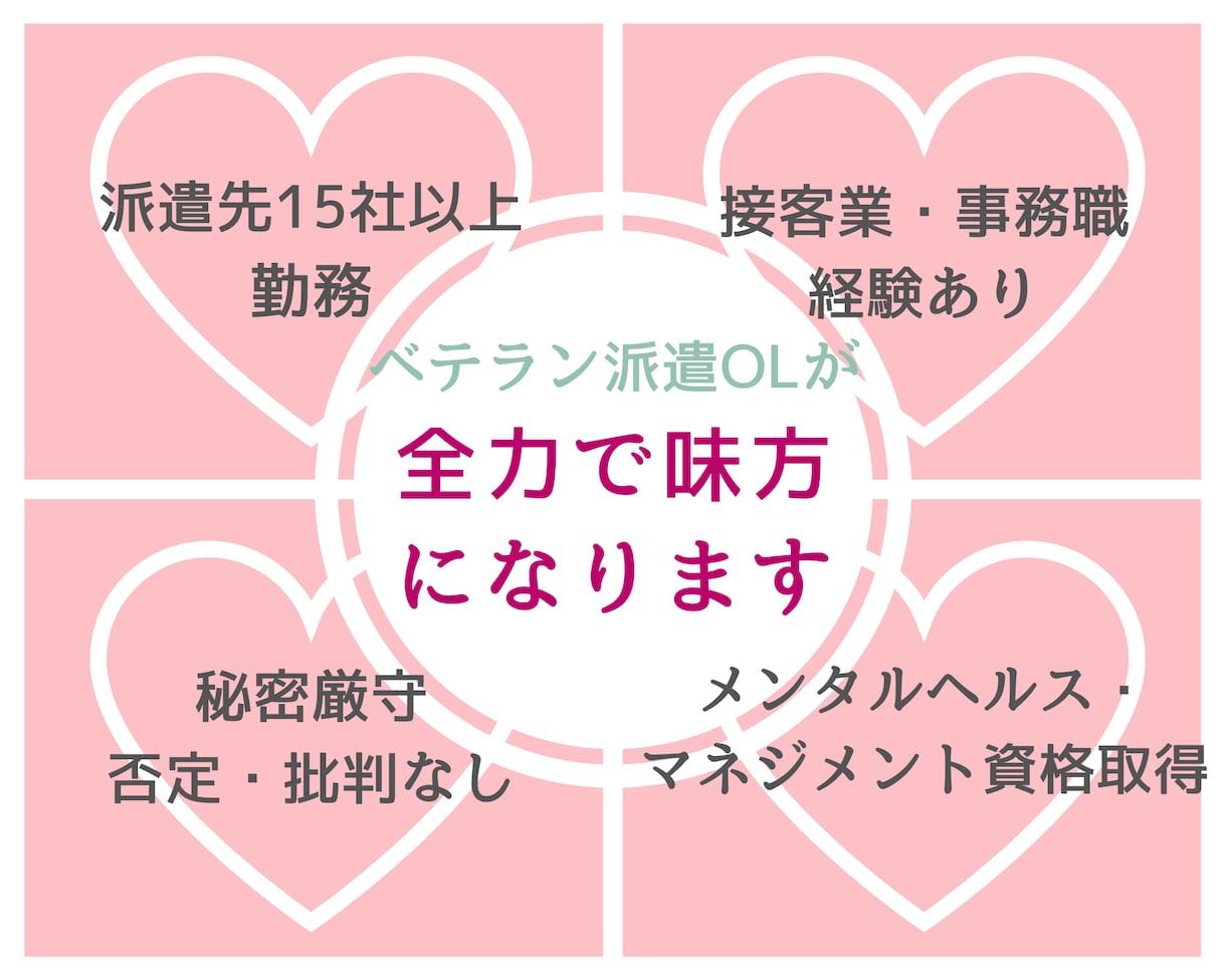 派遣先を辞めたい！限界！派遣社員さんのお話聞きます 15社以上経験したベテラン派遣OLが、全力で味方になります イメージ3