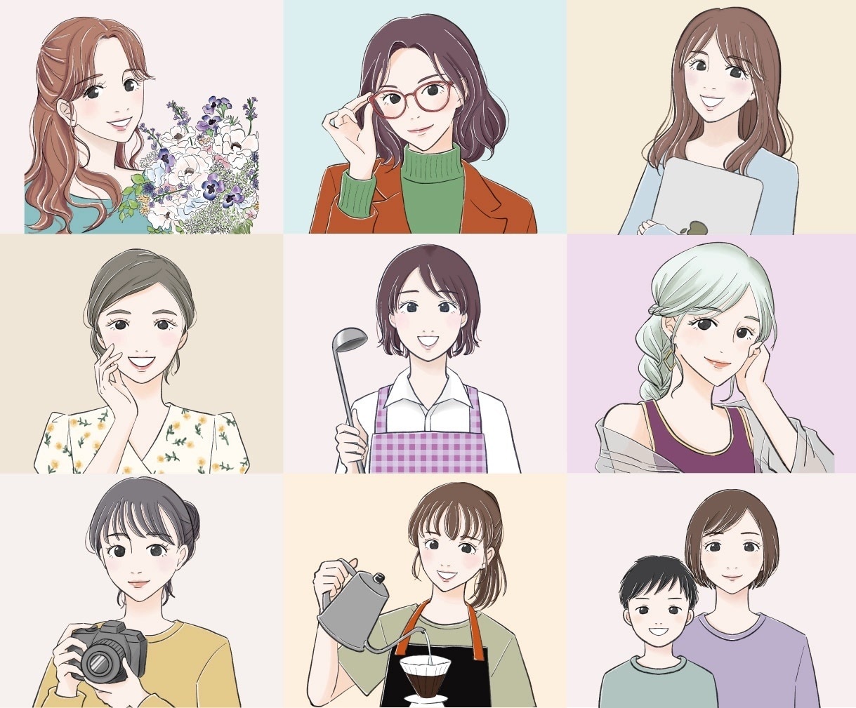 女性におすすめ♪おしゃれな似顔絵イラスト描きます SNSやブログで映える好印象アイコン！ イメージ1