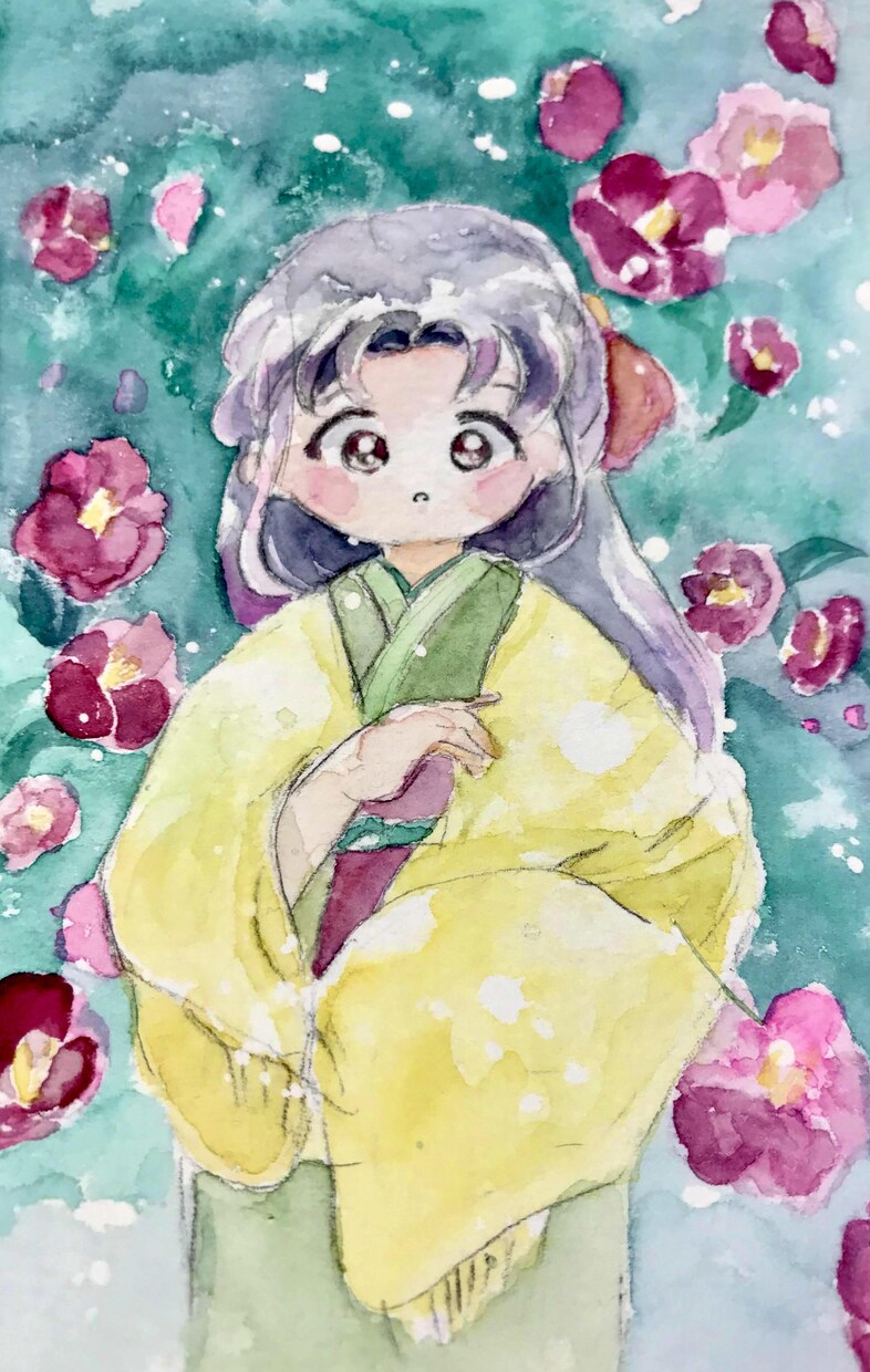 水彩イラスト描きます 透明水彩でMV等の一枚絵を描きます！和服、少女、動物… イメージ5