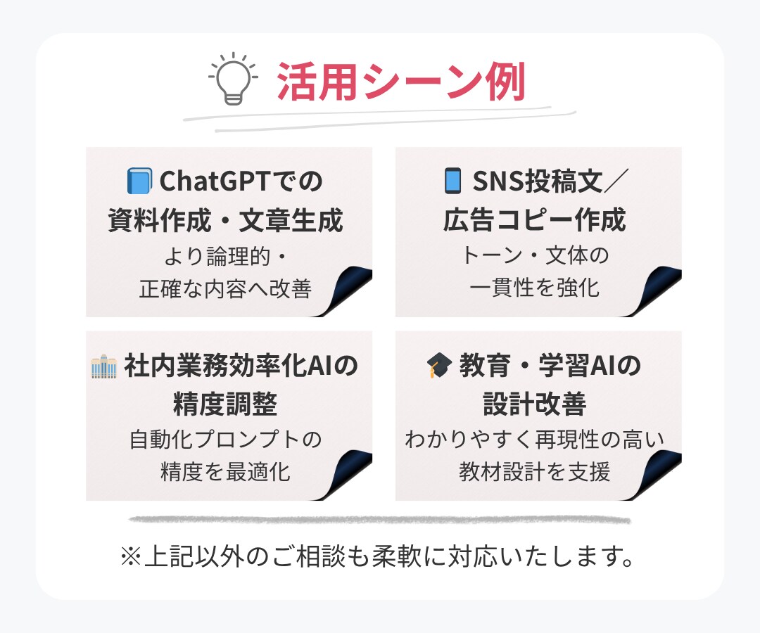 既存プロンプトを最適化・再設計します あなたのAI出力を“狙った精度”に導くプロンプト改善 イメージ4