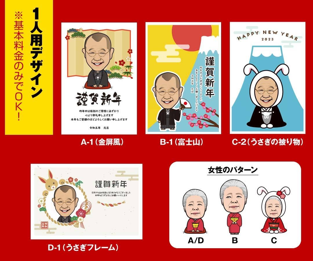 令和5年用年賀状の似顔絵をあなたの顔にします 営業向けにちょうどいい似顔絵の年賀状で存在感アピール！ イメージ2