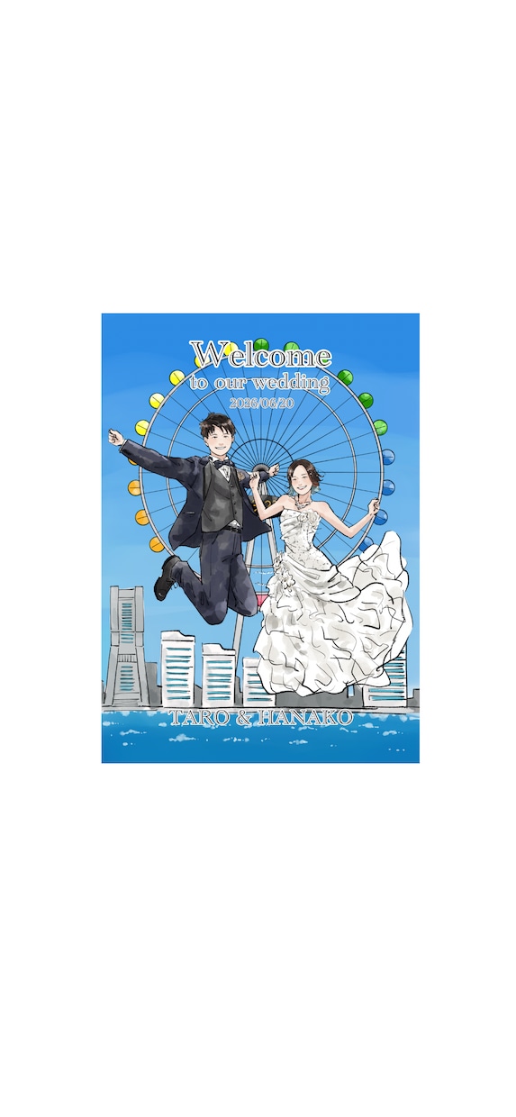 結婚式の似顔絵ウェルカムボード描きます 前撮りしてなくても大丈夫！好きな衣装や表情にチェンジ♪ イメージ7