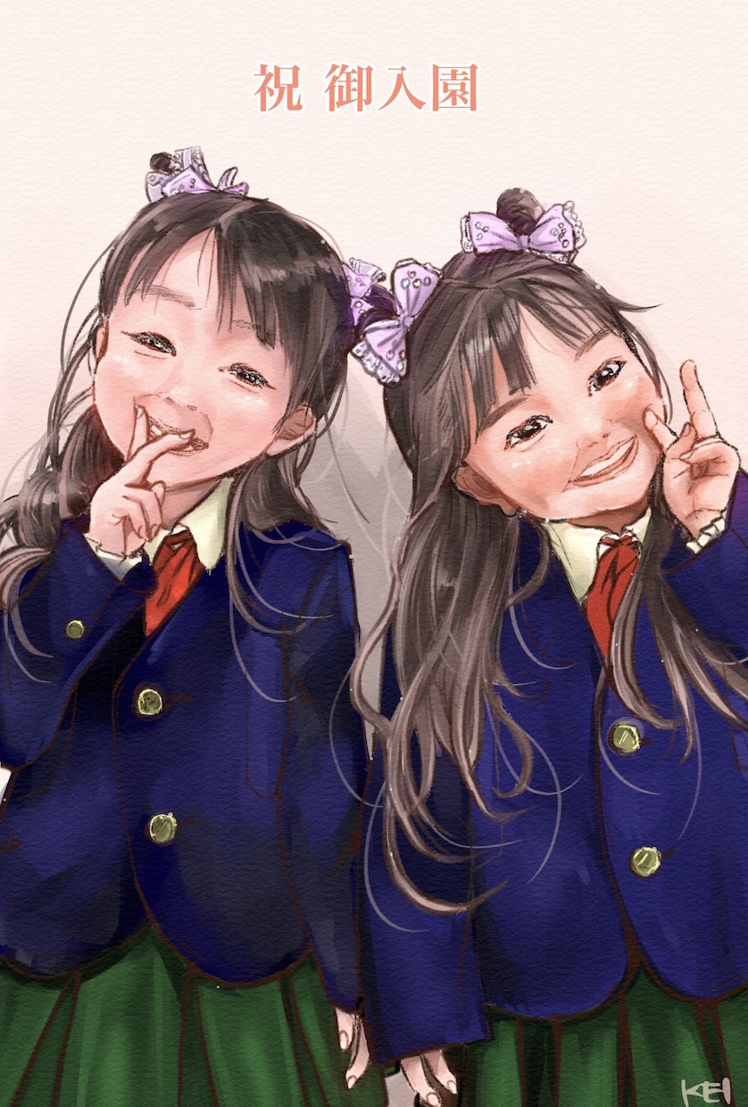 優しいタッチのお子さまの似顔絵お描きします 水彩のあたたかな似顔絵❁⃘*.ﾟ似ているとご好評です♡ イメージ2