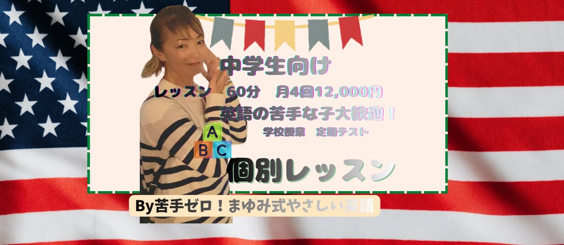 中学生60分月4回の個別指導をします 保護者の方も安心!!元英語教室経営者且つ講師がサポート イメージ1