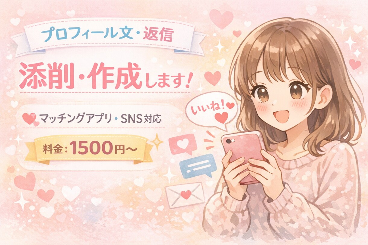 マッチングアプリ・LINEの文章を整えます あなたの魅力が伝わる言い回しを一緒に考えます！ イメージ1