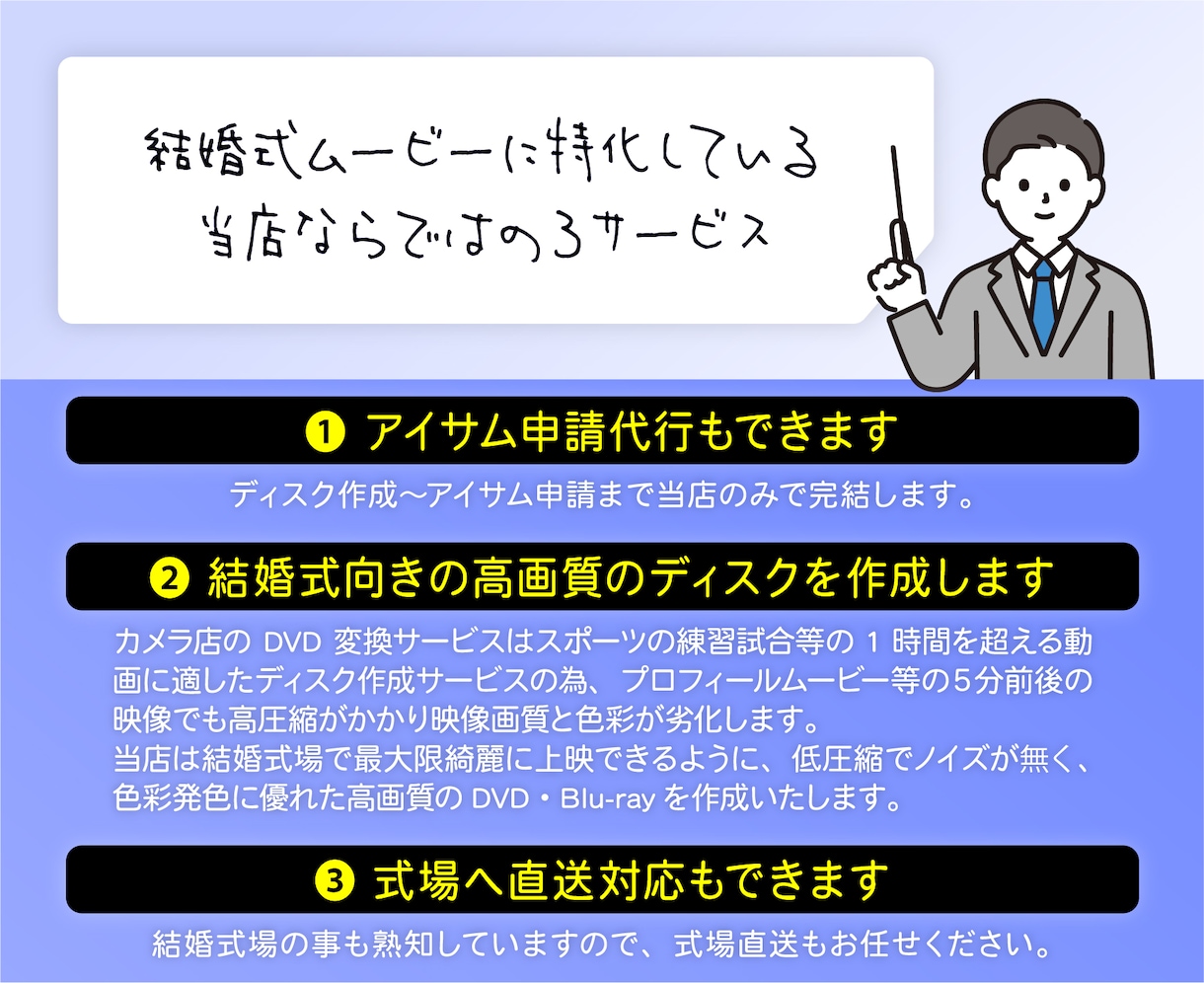 高画質！結婚式ムービーのDVD化！ISUMできます 複数割引あり・最短当日発送・追跡配送や印刷オプションも可能！ イメージ4