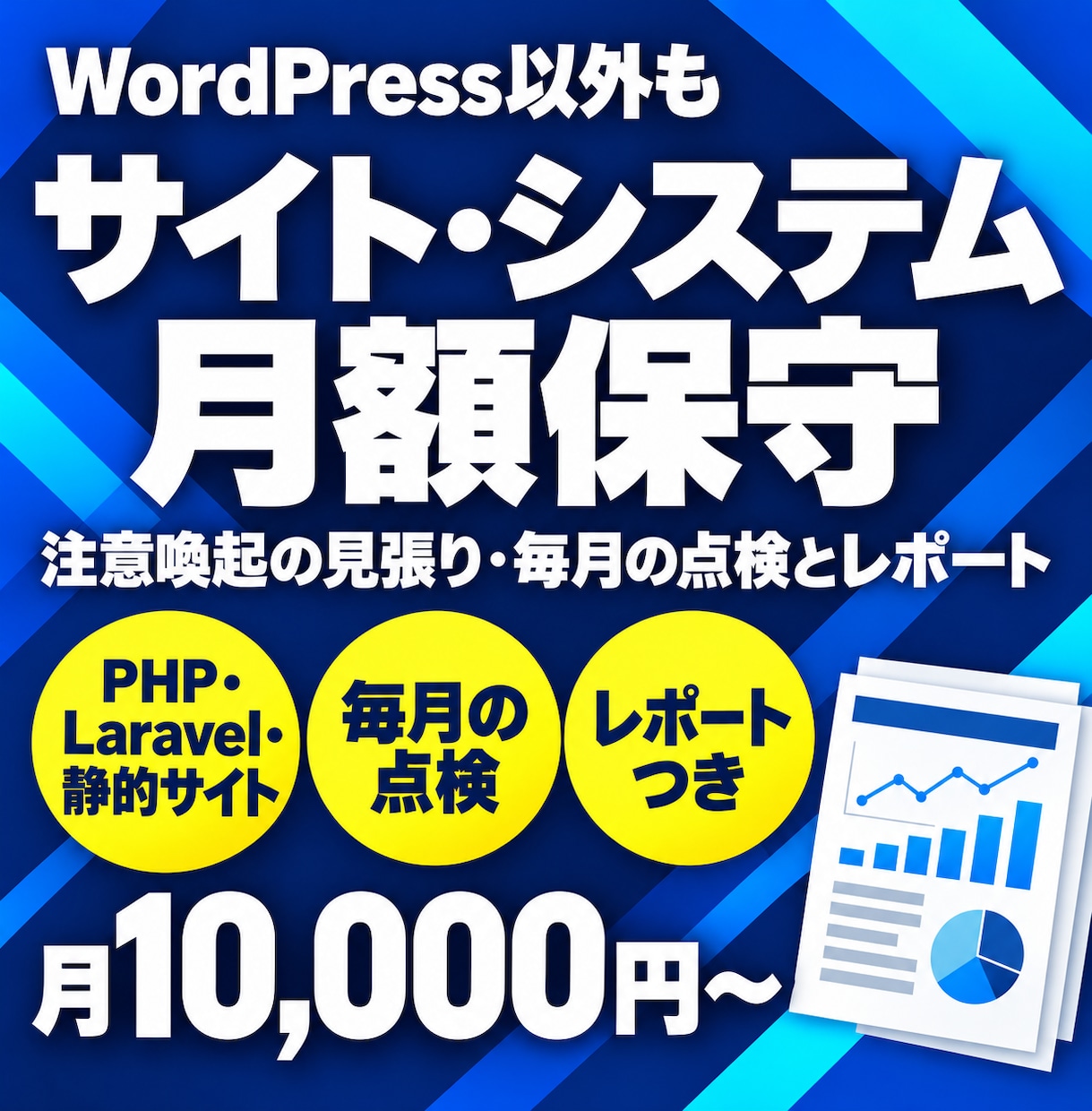 WordPress以外のサイトを月額で保守します 注意喚起の見張り・毎月の点検とレポート イメージ1