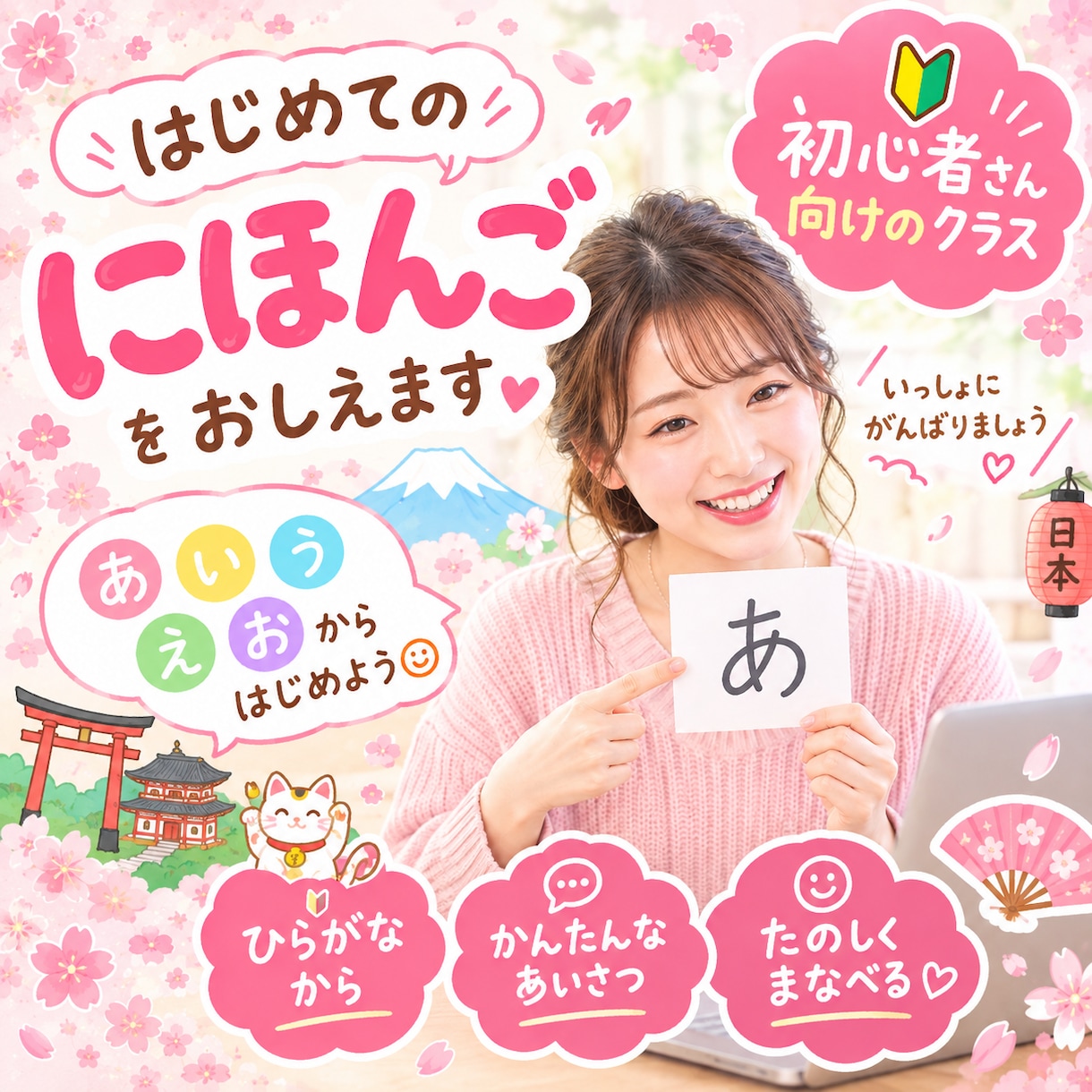 初心者向け♡はじめての日本語をおしえます ひらがな・あいさつから楽しくレッスンしましょう イメージ1