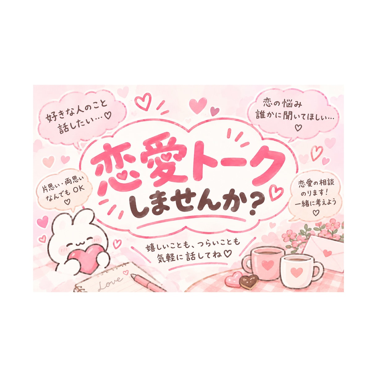 皆さんの恋バナ、沢山聞きます 誰かに話したい恋の話、なんでも聞きます♡ イメージ1