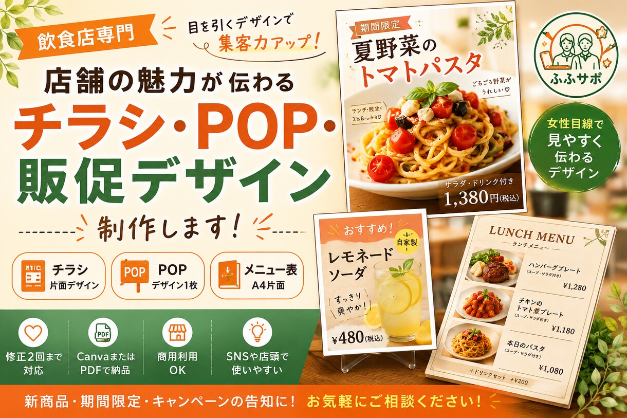店舗チラシ・POP制作します 目を引く販促物で店舗の魅力を伝えます！ イメージ1