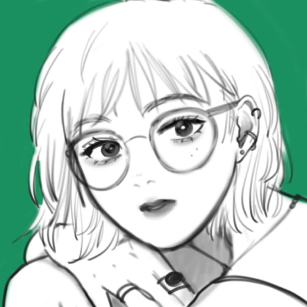 SNSアイコン（モノクロ）作成します モード感のあるモノクロイラスト作成します イメージ1