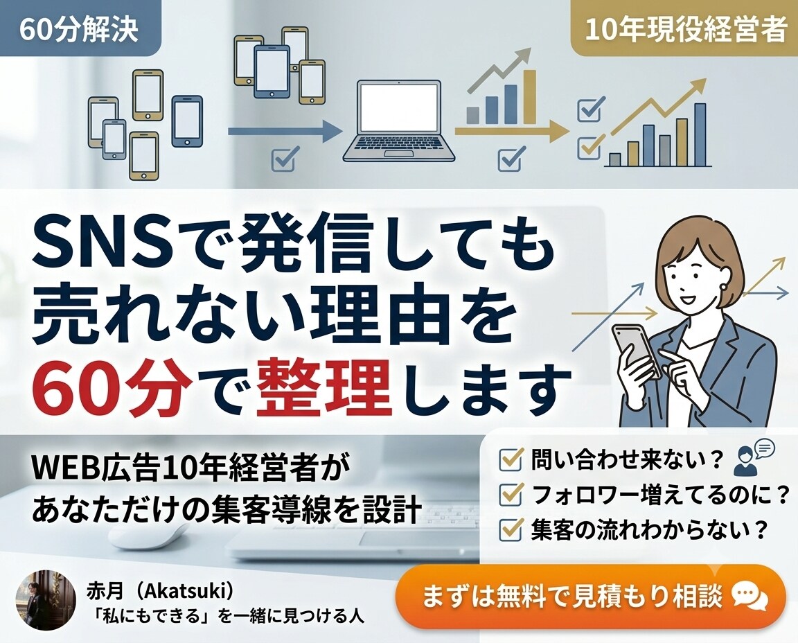 SNSで発信しても売れない理由を60分で整理します 残り1枠 モニター価格2,000円→終了後8,000円 イメージ1