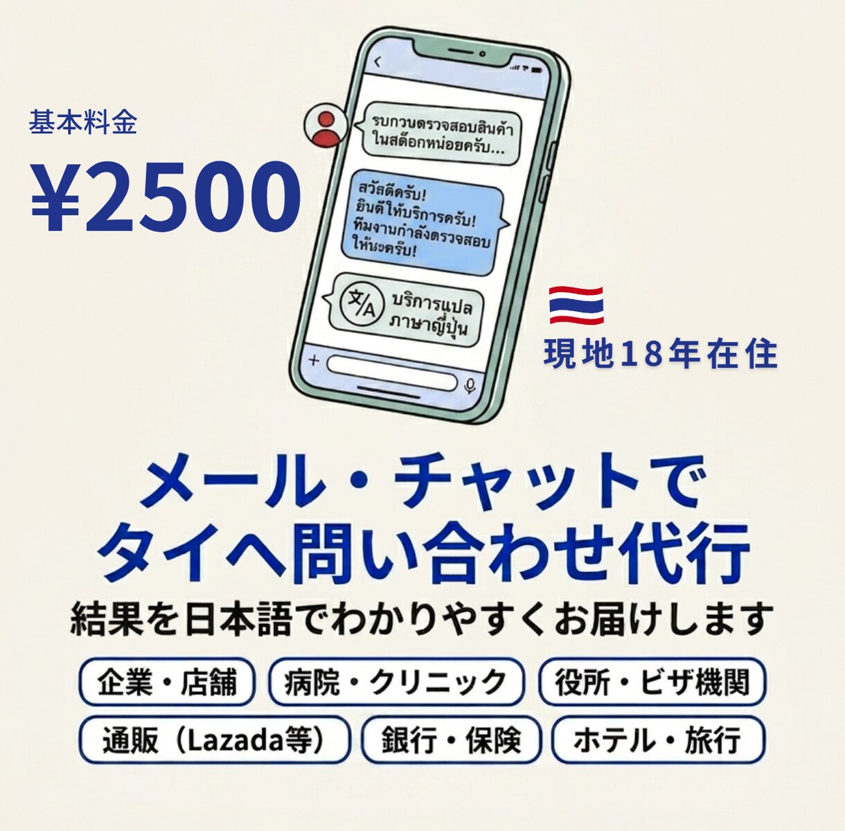 タイ在住18年がタイ語で問い合わせ代行します タイ語が分からなくても安心。結果を日本語で報告 イメージ1