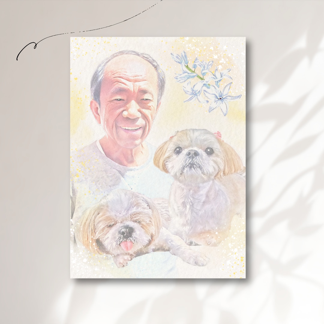 ふんわりとした水彩画風のリアル似顔絵を作成します 誕生日、ご結婚などお祝いやプレゼントに！キャンバスプリントも イメージ8