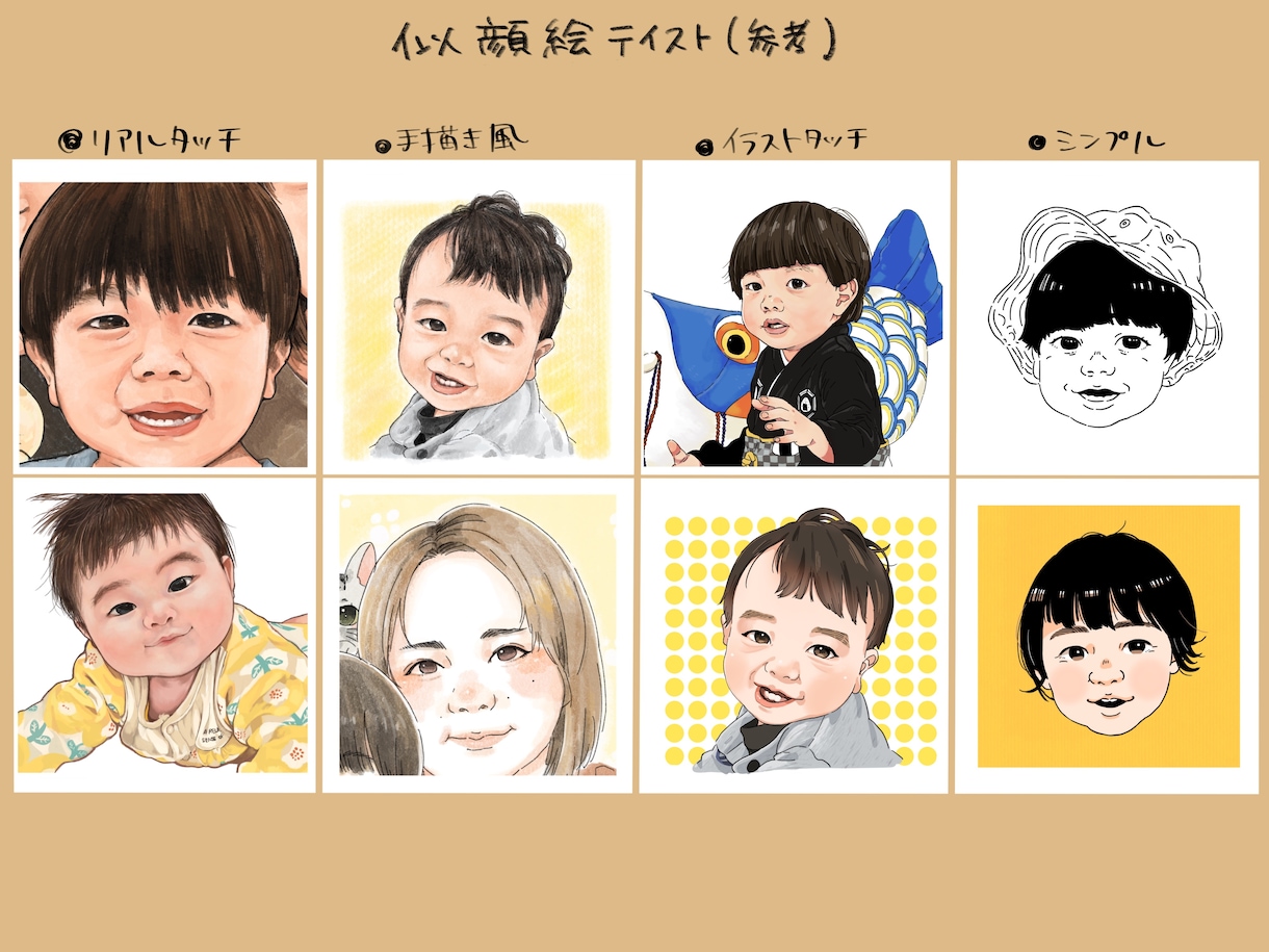 写真を元にあたたかいタッチの似顔絵イラスト描きます 成長記録や家族の思い出づくり、プレゼントにおすすめです。 イメージ8
