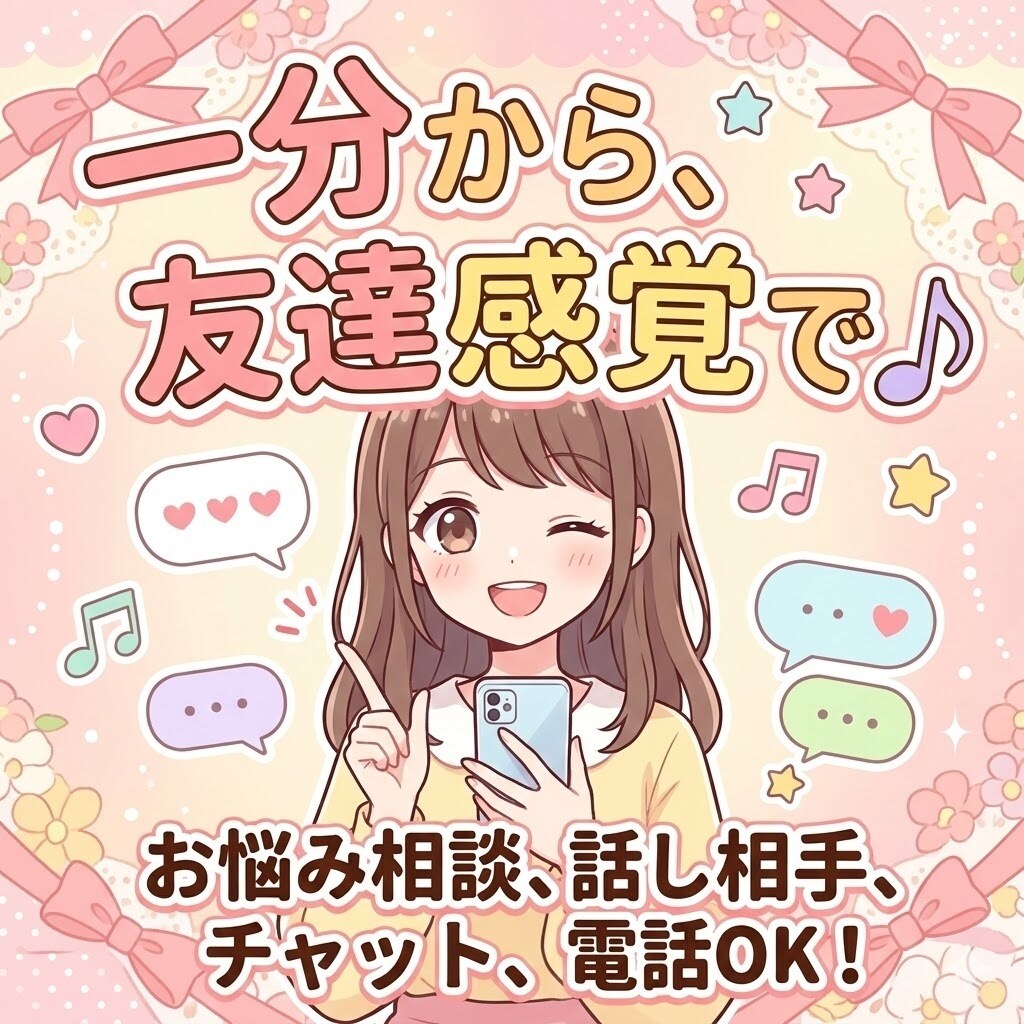 1分OK♪寂しい・暇な時の電話相手します 本当っにリラックスして、話してスッキリしてください♪ イメージ1