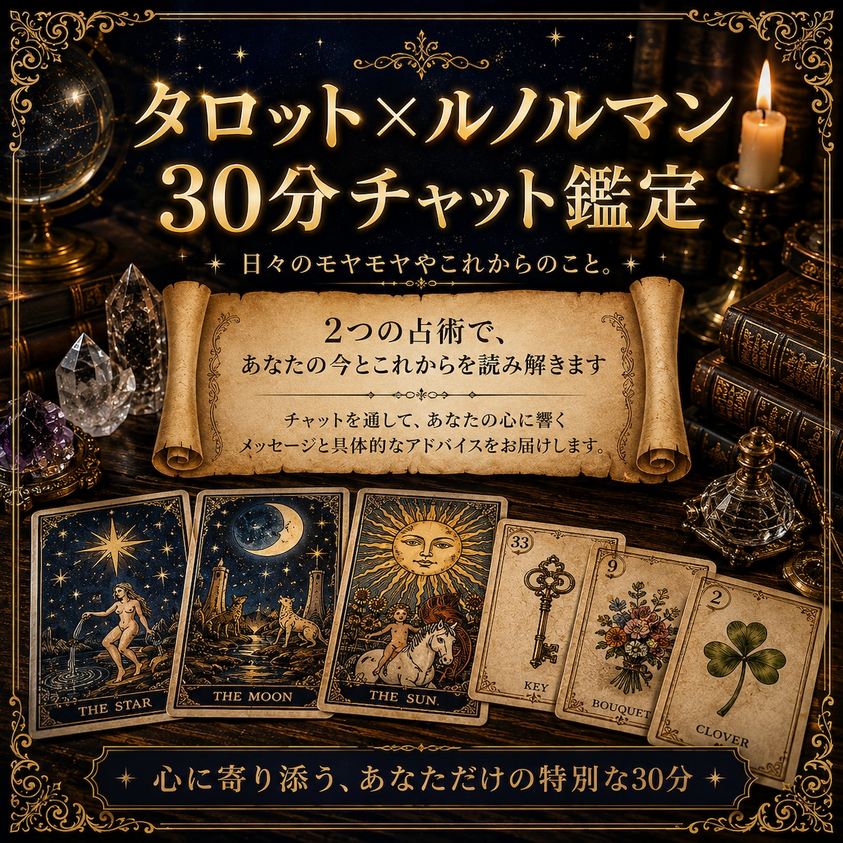 気になることを30分チャットでじっくり占います ～タロット×ルノルマンで心と現実を読み解きます～ イメージ1
