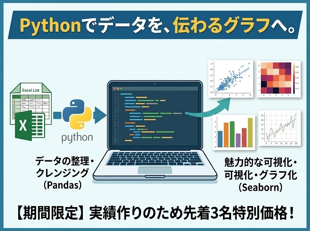 Pythonでデータ整理とグラフ作成を代行します 【先着3名様】理系院生が面倒なデータ作業からグラフ化まで代行 イメージ1