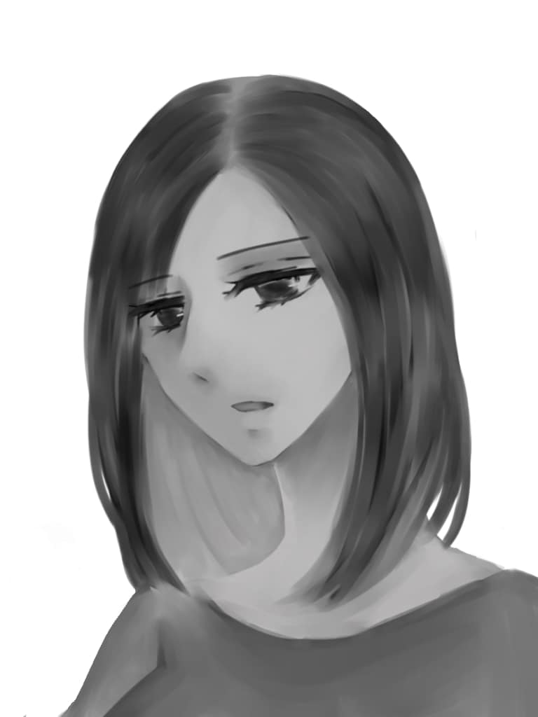 モノクロでキレイな女性のイラストに表現します 明るい色を使わず厚塗りで重ねて柔らかく描きます イメージ3