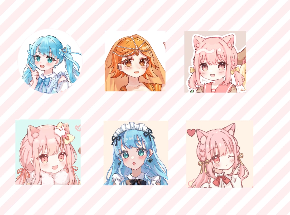 SNS等のアイコン用イラスト描きます 女の子・マスコットキャラなどかわいい系特化です！ イメージ1