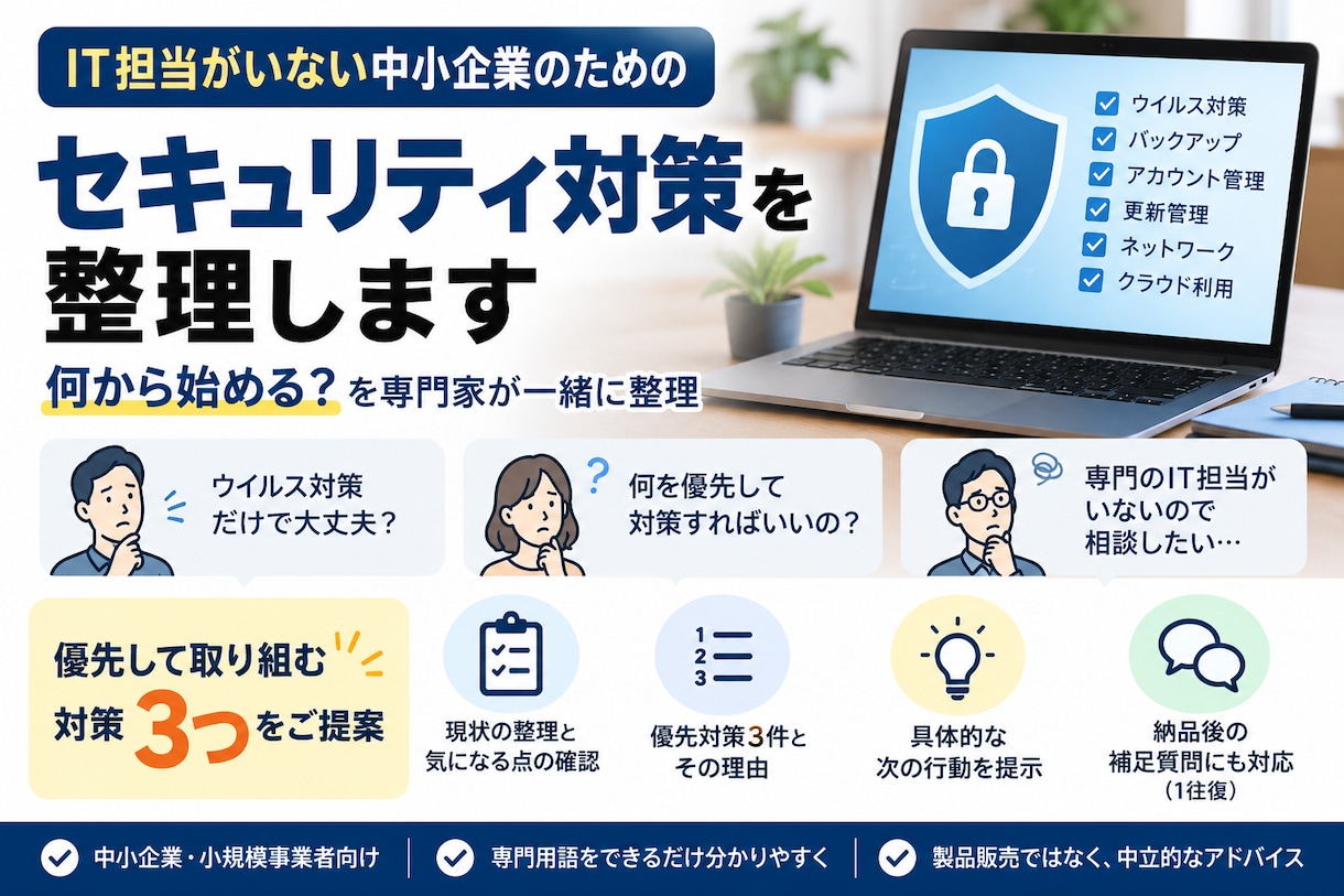 中小企業のセキュリティ対策を整理します 何から始める？必要な対策を優先順位で整理 イメージ1