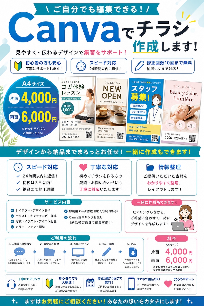 Canvaで見やすいチラシ制作します ご希望に合わせて一緒に制作可能！ イメージ1