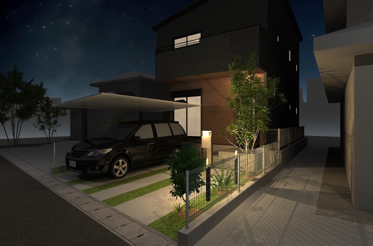 朝でも夜でも住宅の外観パース1cut作ります 一般住宅ならこだわりなんでもOK！追加カットは内観も♪ イメージ3