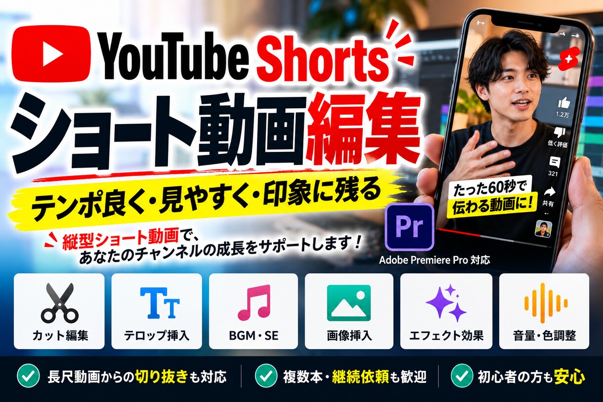 YouTubeショート動画を丁寧に編集しますます テンポ良く見やすい縦型動画に仕上げます イメージ1