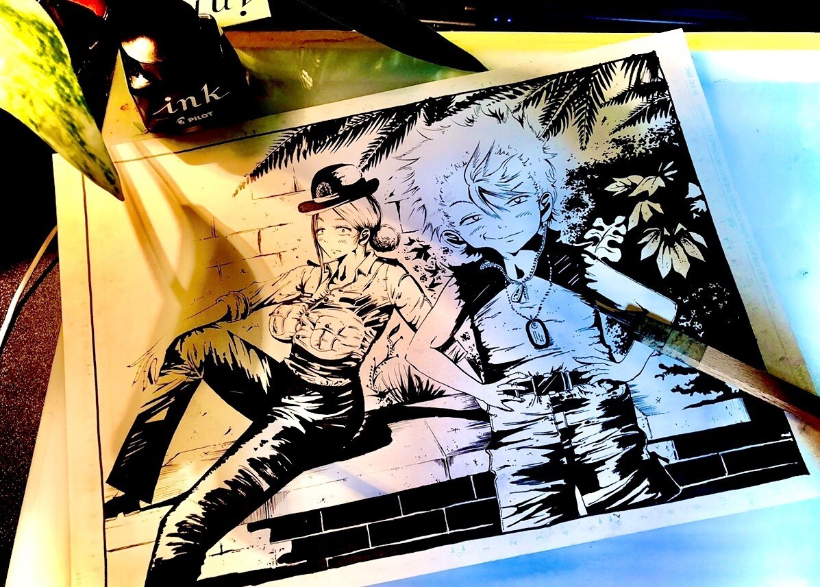 モノトーン✖フルカラー オリジナルイラスト承ります 唯一無二の生原稿にして納品します！データ化も承ります！ イメージ7