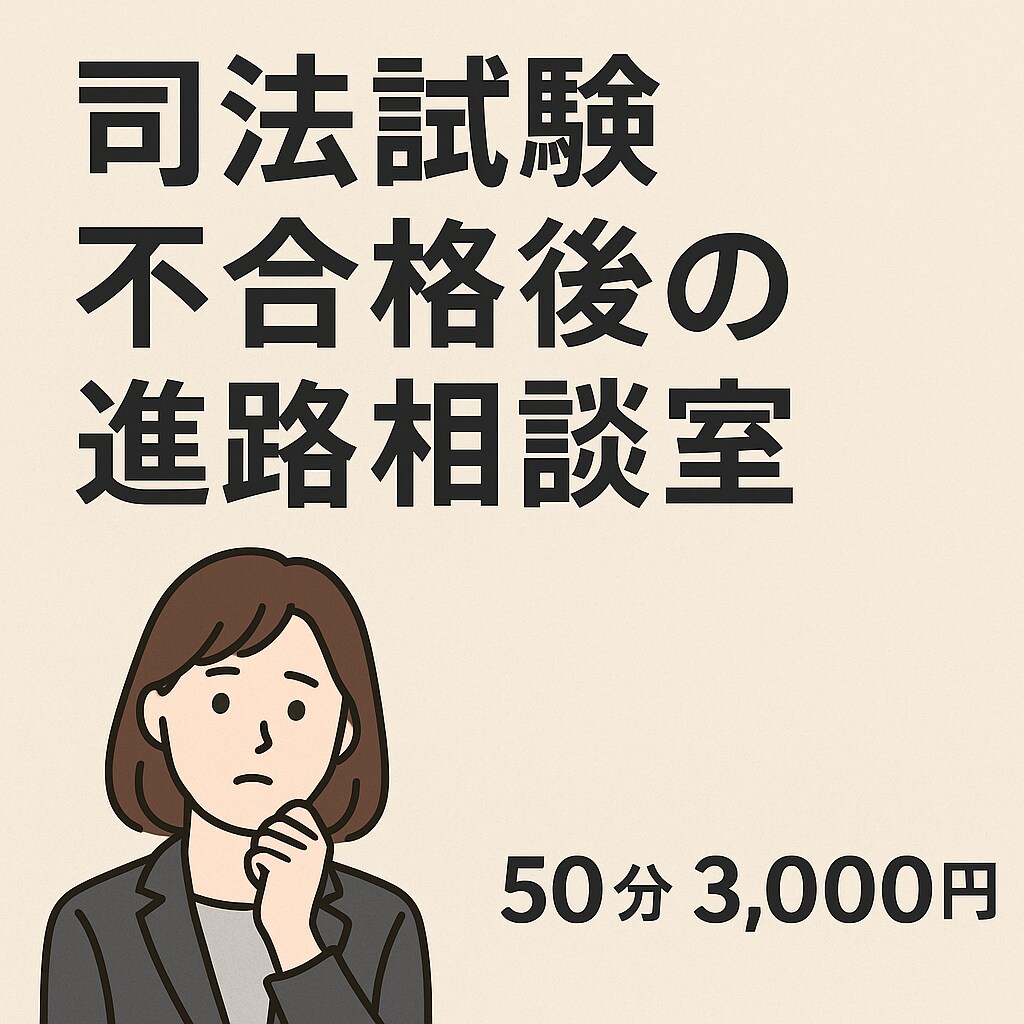 司法試験不合格後の進路相談うけます 司法試験を挑戦続けたが、不合格となり就職を考えている方へ イメージ1