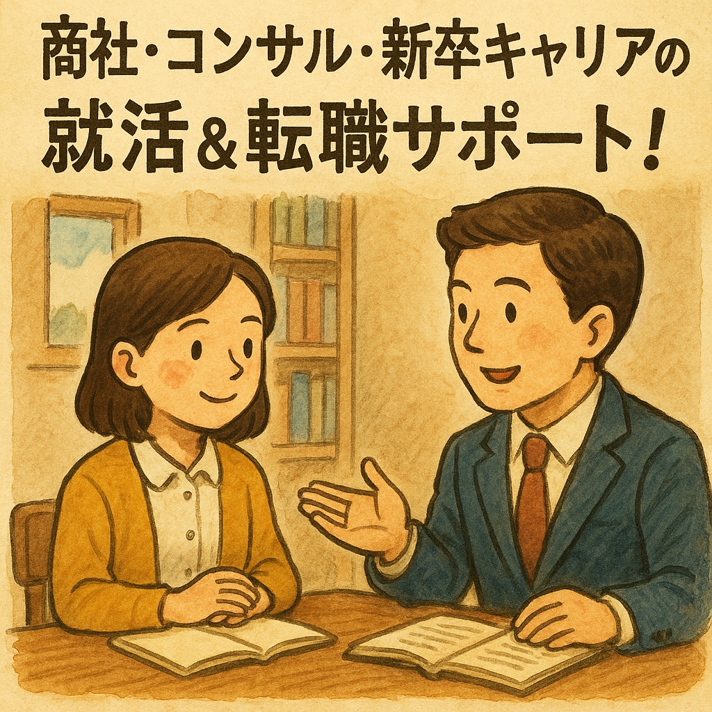 商社やコンサルへの転職活動を徹底支援します 伊藤忠から三菱商事へ転職した営業が面接練習に付き合います。 イメージ1